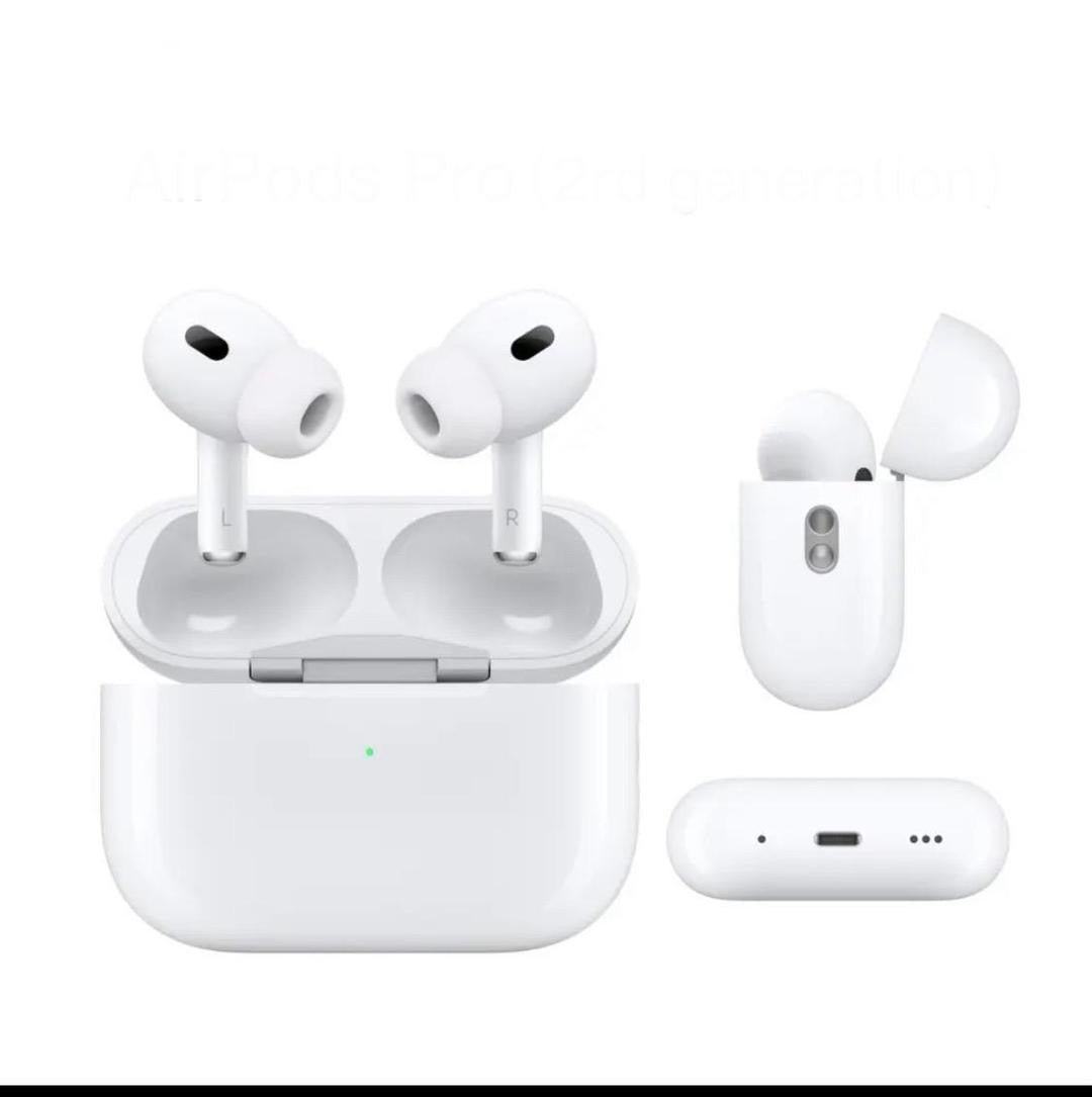Premium AirPods Pro 2 Replica – Glossy White Wireless Earbuds with Charging Case