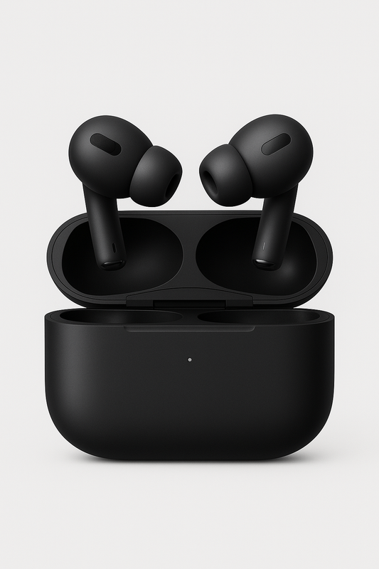 Luxury AirPods Pro 2 Replica – Matte Black Wireless Earbuds with Charging Case